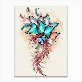 Feathers And Butterflies Canvas Print