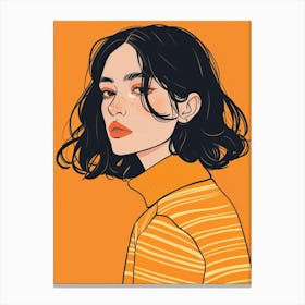 Girl In Orange Sweater Canvas Print