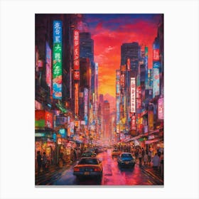 Hong Kong City At Sunset Canvas Print