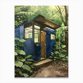 Blue Shed In The Woods Canvas Print