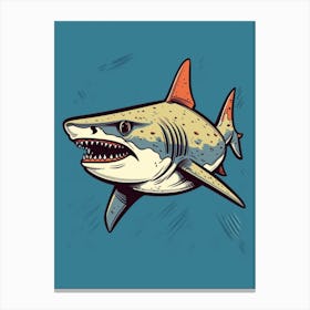 A Tiger Shark In A Vintage Cartoon Style 1 Canvas Print