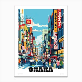 Dotonbori Osaka 1 Colourful Illustration Poster Canvas Print