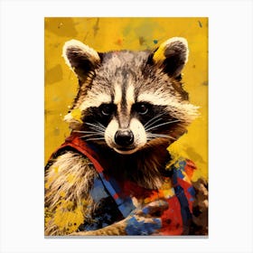 A Wrestling Raccoons In The Style Of Jasper Johns 4 Canvas Print