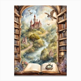 Book Illustration Castle Book To Write Canvas Print