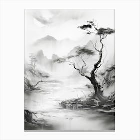 Ethereal Landscape Abstract Black And White 8 Canvas Print