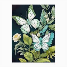Butterflies On A Black Background 3 Canvas Print