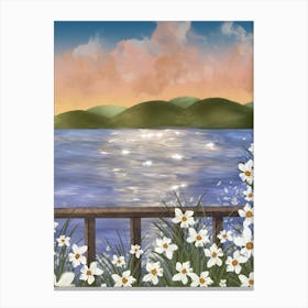 Daisies By The Lake Canvas Print