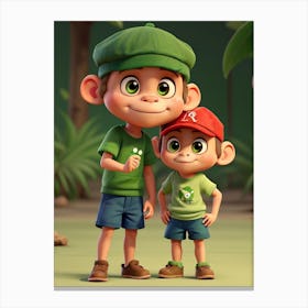 Two Children In The Jungle 1 Canvas Print