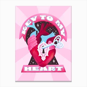 Key To My Heart Valentine Canvas Print