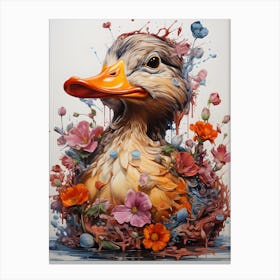 Duck With Flowers 1 Canvas Print
