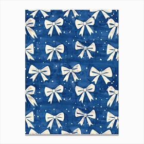 White And Blue Bows 6 Pattern Canvas Print