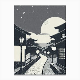 A Night Scene Of Lantern Lit Streets In Gion District Ukiyo-E Style 1 Canvas Print
