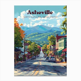 Asheville North Carolina Blue Ridge Travel Art Illustration Canvas Print