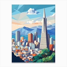 San Francisco, Usa, Geometric Illustration 3 Canvas Print