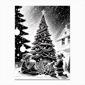 Christmas Tree By Person Canvas Print