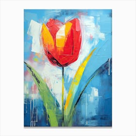 Tulip Whirlwind: Urban Blooms, Basquiat Style Canvas Print