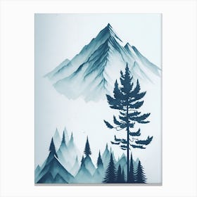 Mountain And Forest In Minimalist Watercolor Vertical Composition 226 Canvas Print