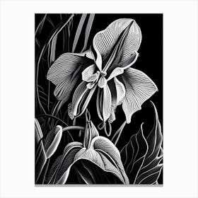 Orchid Leaf Linocut 1 Canvas Print