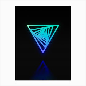 Neon Blue and Green Abstract Geometric Glyph on Black n.0025 Canvas Print