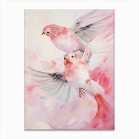 Pink Ethereal Bird Painting Sparrow Canvas Print