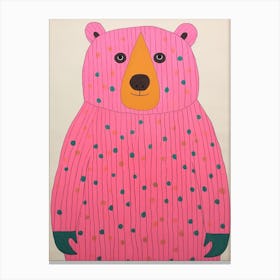 Pink Polka Dot Bear 7 Canvas Print
