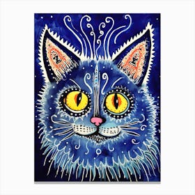 Louis Wain Blue Gothic Kaleidoscope Cat 11 Canvas Print