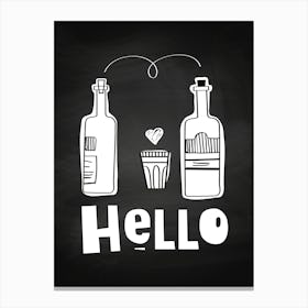 Hello In The Bottle - kitchen art, kitchen poster Canvas Print