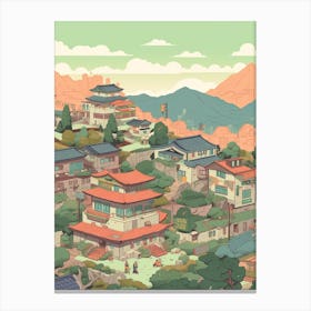 Seoul South Korea Travel Illustration 4 Canvas Print
