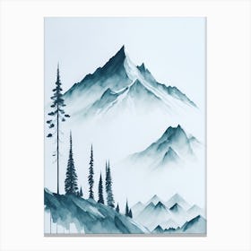 Mountain And Forest In Minimalist Watercolor Vertical Composition 319 Canvas Print