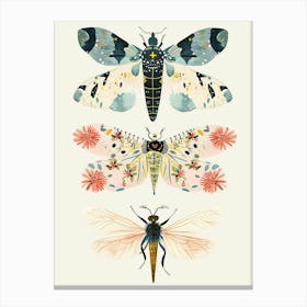 Colourful Insect Illustration Whitefly 2 Canvas Print