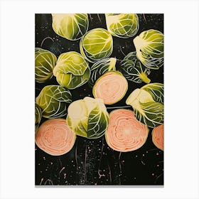 Art Deco Brussel Sprouts Still Life 1 Canvas Print