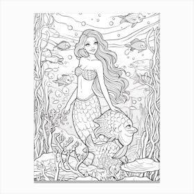 The Ocean S Surface (The Little Mermaid) Fantasy Inspired Line Art 1 Canvas Print