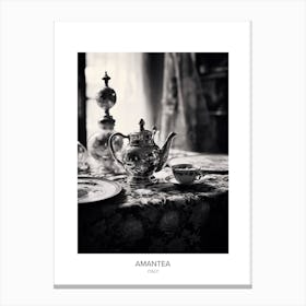 Poster Of Amantea, Italy, Black And White Photo 1 Canvas Print