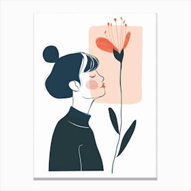 Girl Smelling Flower Canvas Print