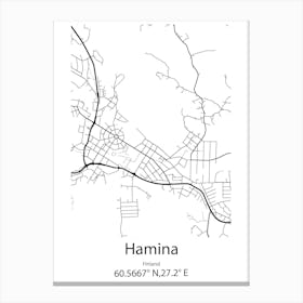 Hamina,Finland Minimalist Map Canvas Print