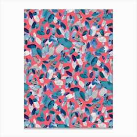 Watercolor Petal Stains Blue Coral Canvas Print