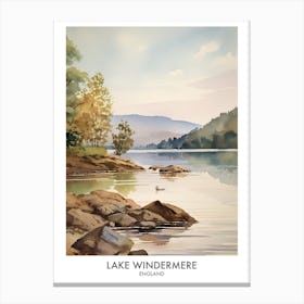Lake Windermere 1 Watercolour Travel Poster Canvas Print
