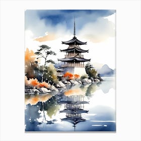 Japanese Landscape Watercolor Painting (54) 1 Canvas Print
