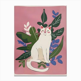 Cat With Leaves Canvas Print