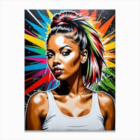 Graffiti Mural Of Beautiful Hip Hop Girl 3 Canvas Print
