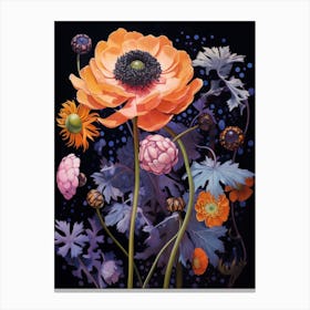Surreal Florals Scabiosa 2 Flower Painting Canvas Print