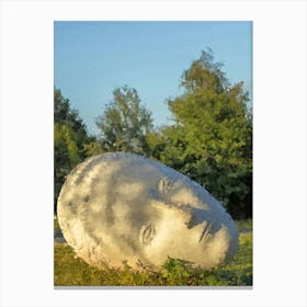 Stone Sculpture In A Park, Oil Painting Canvas Print