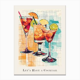 Let S Have A Cocktail Illustrative Poster Canvas Print