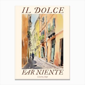 Il Dolce Far Niente Livorno, Italy Watercolour Streets 1 Poster Canvas Print