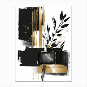 Abstract Black And Gold Painting 14 Canvas Print