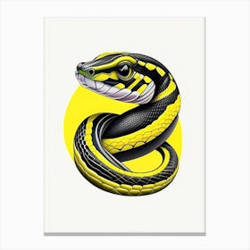 Yellow Lipped Sea Krait White Snake Tattoo Style Canvas Print