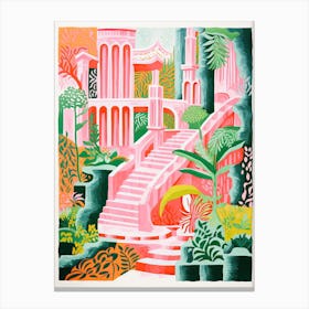 Villa Deste Gardens Abstract Riso Style 4 Canvas Print