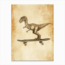 Vintage Othnielia Dinosaur On A Skateboard 2 Canvas Print
