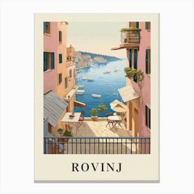 Rovinj Croatia 3 Vintage Pink Travel Illustration Poster Canvas Print