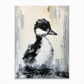 Minimalist Brushstroke Portrait Of A Duckling 2 Canvas Print